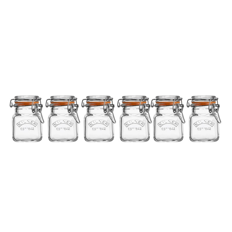 Kilner Βάζα Αποθήκευσης Γυάλινα Σετ 6τμχ 70ml Με Ξύλινη Βάση 35,8x 8,6x 9.2εκ 