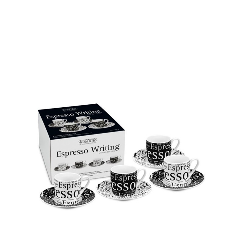 Konitz Σετ 4 Φλυτζάνια Espresso Πορσελάνης, Coffee, Tea & Chocolate «Espresso Writing» 85ml