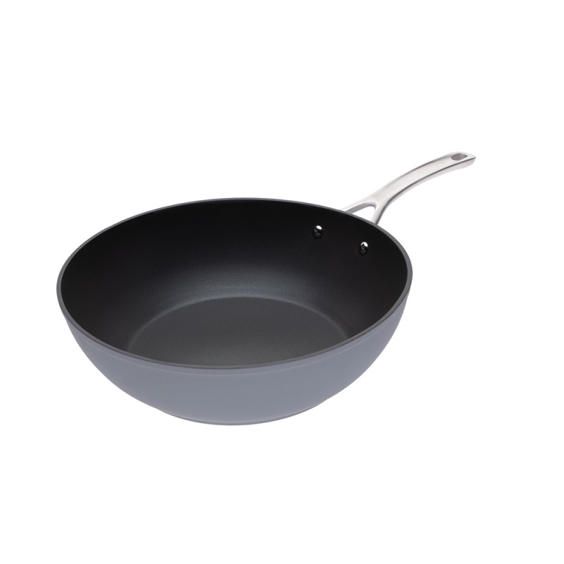 Laura Ashley Kitchenware Wok απο Σφυρήλατο Αλουμίνιο, Σκούρο Γκρι-Dark Slate 30εκ