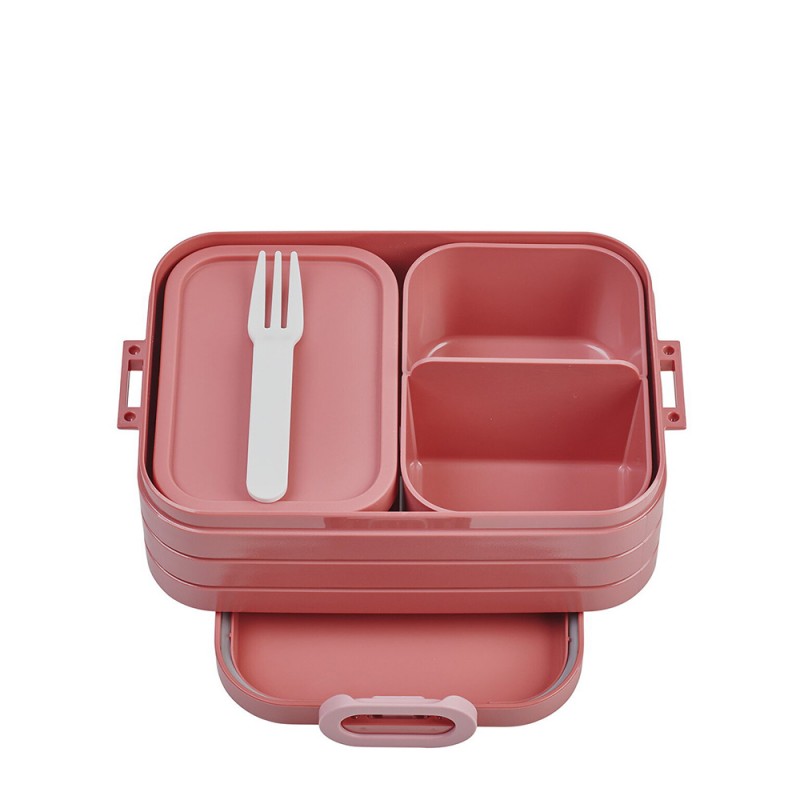 Mepal Φαγητοδοχείo με Διαχωριστικά Ροζ,Bento Lunchbox Nordic Mauve, 900ml