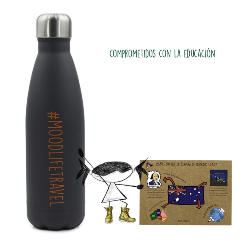 Pepita Viajera Μπουκάλι Ισοθερμικό Γκρι Moodlife Travel Collection,Greetings Collection 500ml