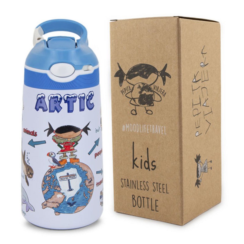 Pepita Viajera Μπουκάλι Ισοθερμικό με Καλαμάκι,Arctic Collection-Kids Collection, 400ml