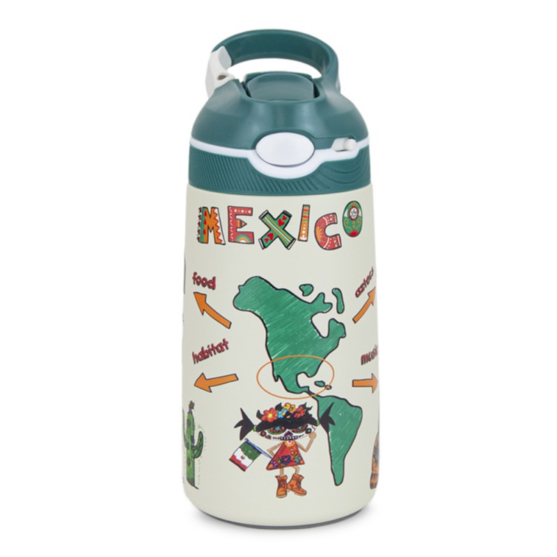 Pepita Viajera Μπουκάλι Ισοθερμικό με Καλαμάκι,Mexico Collection-Kids Collection, 400ml