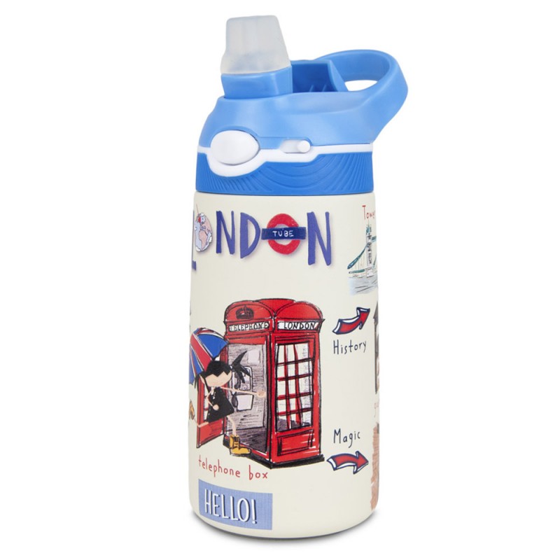 Pepita Viajera Μπουκάλι Ισοθερμικό με Καλαμάκι,London Collection-Kids Collection, 400ml